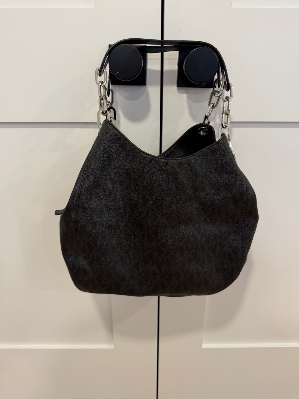 Michael Kors Black Logo Chain-Handle Shoulder Hobo